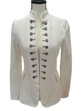 Voyelles Military Button Jacket White Structured Blazer Royalcore Steampunk XS S